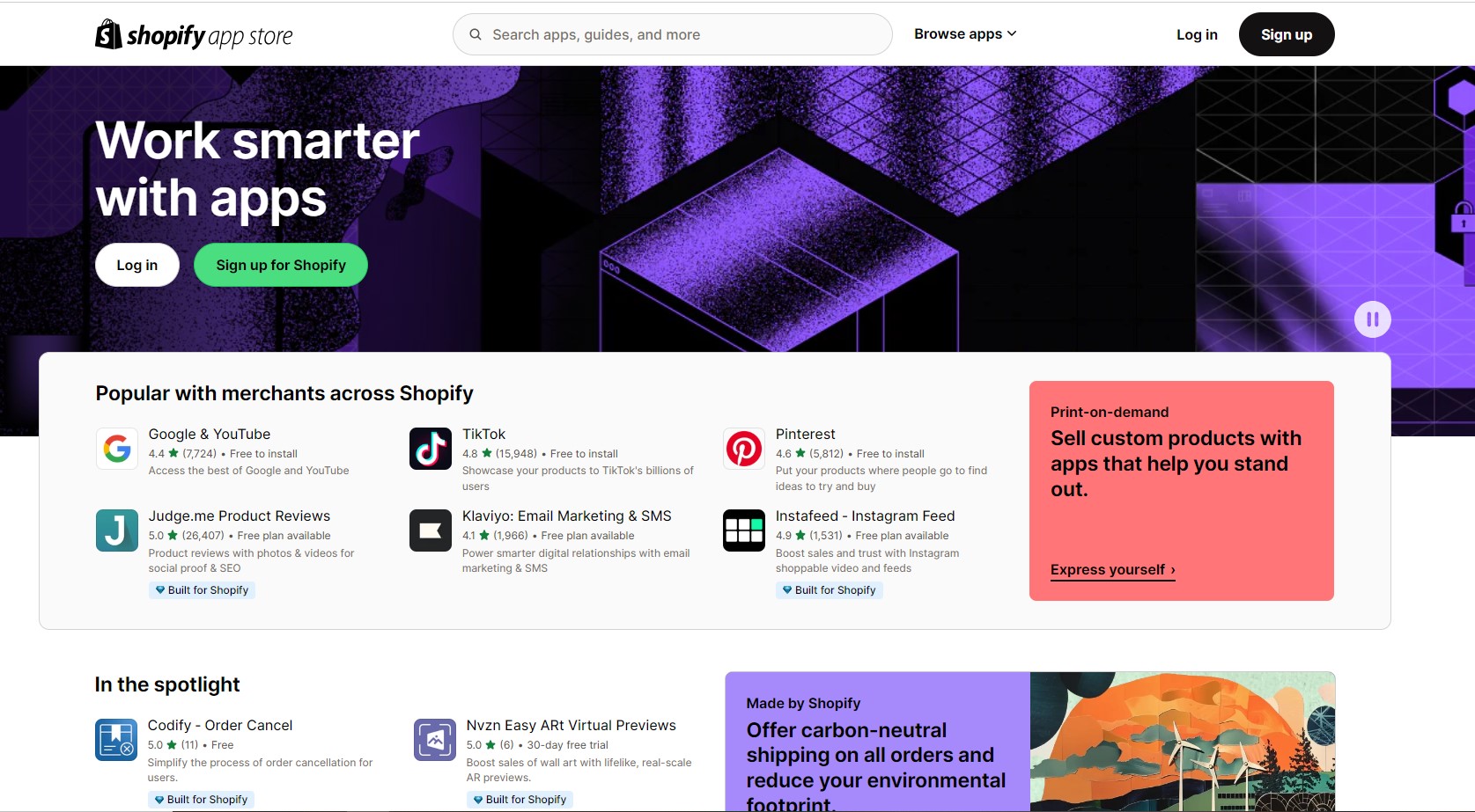 Shopify app store